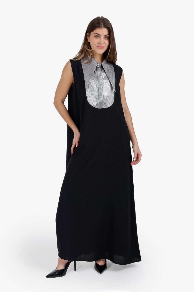 Carina Contrast-Collar Maxi Dress - Image 2